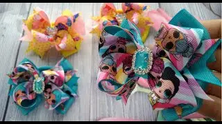 Американские бантики из репсовой ленты 2,5 см МК канзаши Cute ribbon bow 2.5 cm