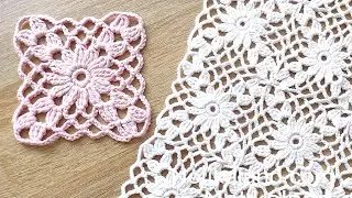 Crochet Easy Flower Square Motif #6