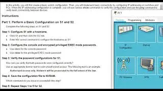 Packet Tracer 2.7.6 - Implement Basic Connectivity (NET 125)