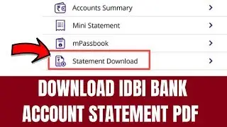 How To Download Idbi Bank Account Statement PDF | How to download bank account statement