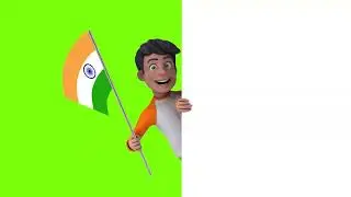 Cute Patriotic Child Waving Indian Flag 3D Cartoon Green  Screen 4K | Chromatic Cinema