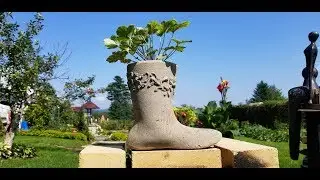 Сапожок из бетона. Декор для сада. DIY.  Decorative concrete boot.