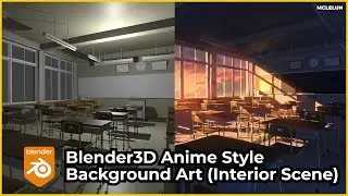 Simple Blender 3D settings to render anime style interior scene background art