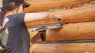 Building A Log Cabin | Ep. 55 | Finishing the porch floor and FINALLY chinking!