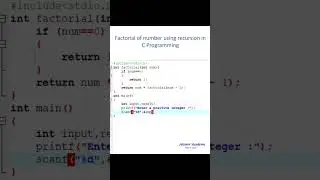 Factorial of number using recursion in C Programming