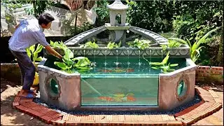 Designer outdoor water fountain - Outdoor aquarium made of cement and brick #15!