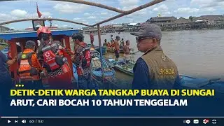 Detik-Detik Warga Tangkap Buaya di Sungai Arut, Cari Bocah 10 Tahun Tenggelam