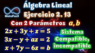 02.13 Sistema 3x3 con 2 parámetros: Compatible, incompatible, etc | Álgebra Lineal