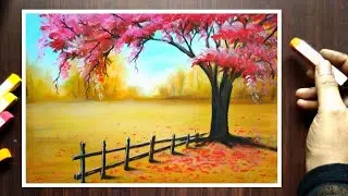 How to draw Beautiful Landscape Scenery - Easy Steps - Soft Pastel Drawing - Drawing for Beginners.