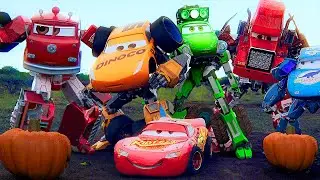 Lightning McQueen TRANSFORMERS in Real Life on Road Halloween 🎃 cars PIXAR alll