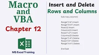 Insert and Delete Row Column in VBA | Macro and VBA Chapter 12