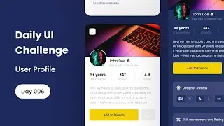 Daily UI Design Challenge | Day 006 | User Profile | Figma speed art