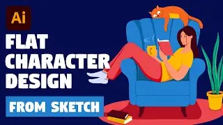 Character Illustration from sketch to finish | Adobe Illustrator tutorial (Girl reading book)