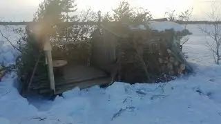 Засидка на болоте для охоты на гуся.