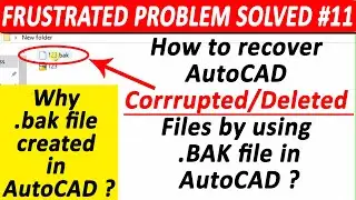 AutoCAD Problems & Solutions || How to convert AutoCAD bak file to DWG || Recover AutoCAD File