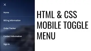 Mobile navigation toggle menu with HTML and CSS. Tutorial for beginners.