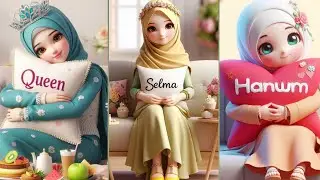 Beautiful 😍 cute cartoon hijab girl dpz । Animated Islamic hijab girl dpz ।