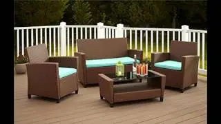 Cosco Dorel Industries Outdoor 4 Piece Resin Wicker Patio Set Brown and Teal Cushions