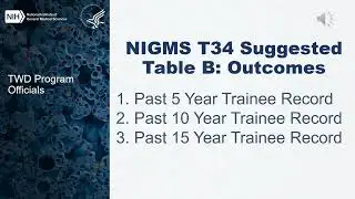 NIGMS T34 Training Table Suggested Table B