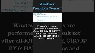 Windows functions in MySQL | Syntax | Types Of Windows Functions |