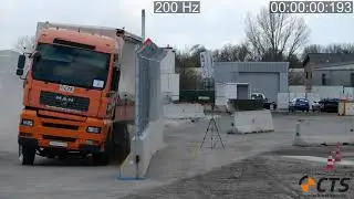 Crash test MAN TGA vs. Betonschutzwand DIN EN 1317-2, TB41