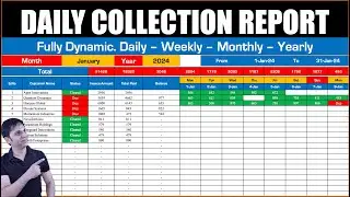 Daily Payment Collection Report in Excel 2024, Fully Dynamic  | Payment Collection Sheet in Excel