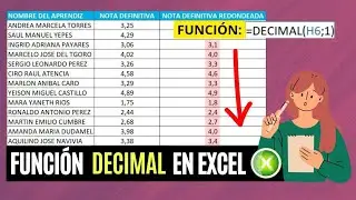 FUNCION DECIMAL EN EXCEL.