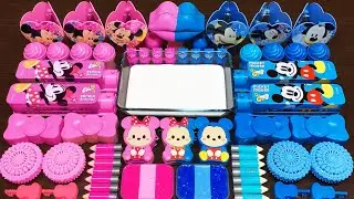 PINK VS BLUE MICKEY MINNIE MOUSE ! Mixing Random Things Into Glossy Slime #1428