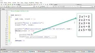 C Program To Print Multiplication Table Using While Loop