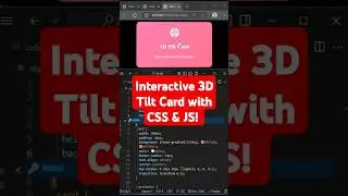 Amazing 3D Tilt Card with CSS & JS! #WebDesign #CSS #JavaScript #3DCard  #HoverEffect #html  #coding