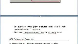 Basics of Sql subquery. 