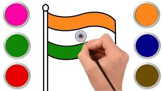 How to Draw Indian Flag | Easy Flag Drawing and Coloring for Kids | Chiki Doodle