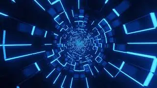 Blue Tunnel Abstract Background Video Loop - Geometric Pattern - Motion Grafics Metallic Texture 4k