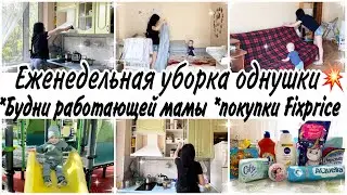 Еженедельная уборка однушки🧚Будни работающей мамы💥Покупки Fixprice🛍 мотивация на уборку🧚