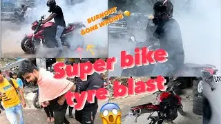 SUPERBIKE TYRE BLAST 😱 I BURNOUTGONE CRAZY 😰I First Burnout on my Benelli 600 i