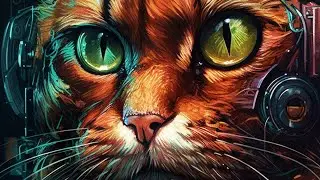 Красавец Рыжий Кот в стиле киберпанк - Обои на телефон - Генерируем изображения в нейросети