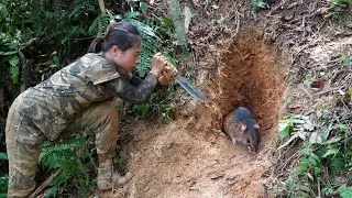 skills, digging and catching bamboo rats, making doors for new shelters, survival alone