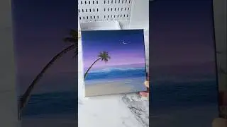 Purple sky seascape painting on canvas / acrylic painting ideas for beginners ✨️ 💜