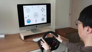 ProtoPie Connect Demo: Car steering wheel-prototyping using the wheel, buttons and pedals