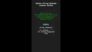 isspace Method - Python String Methods