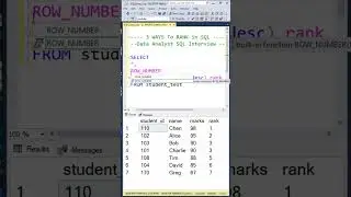 Data Analyst SQL Interview Questions | RANK, DENSE RANK, ROW NUMBER | #sql