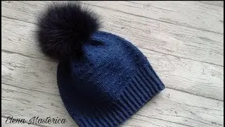 Шапка с помпоном/Elena Masterica/Hat with a pompom