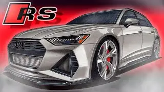 Харизматичний спортивний AUDI RS6 AVANT V8 BiTurbo C8. Drawing Audi. How to draw a realistic car