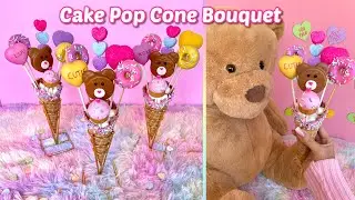 Valentine's Day Cake Pop Cone Bouquet | DIY Cake Pop Bouquet | Teddy Bear Oreo Pops