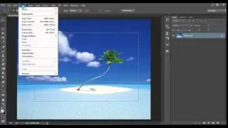 How to apply crop to the selected area using top menu in Photoshop