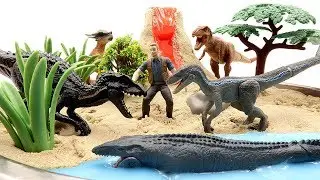 DIY VOLCANO ERUPTION. Jurassic World2 Fallen Kingdom Dinosaurs - Indoraptor VS Blue