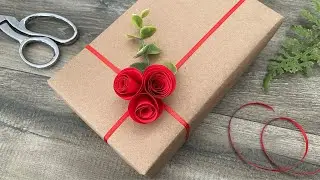 Rolled Rose Gift Topper | Gift Wrapping Ideas