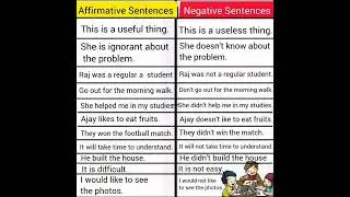 negative sentences affirmative sentences