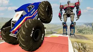 Monster Trucks VS Optimus Prime Crash Battle | BeamNG Drive - Griff's Garage