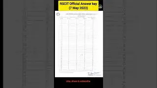 RSCIT OFFICIAL ANSWER KEY (7 MAY 2023)